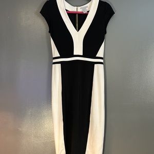 H&M Black & White V-Neck Bodycon Dress